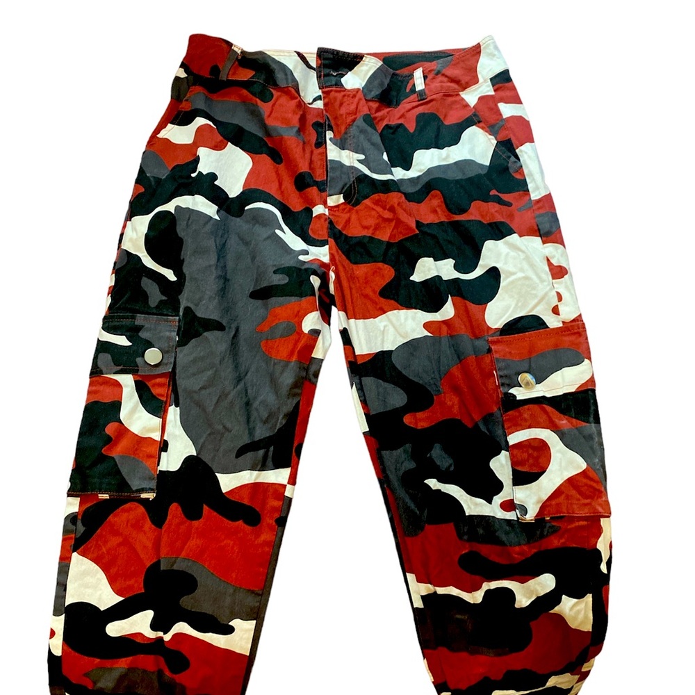 Red Black and White Cargo Pants